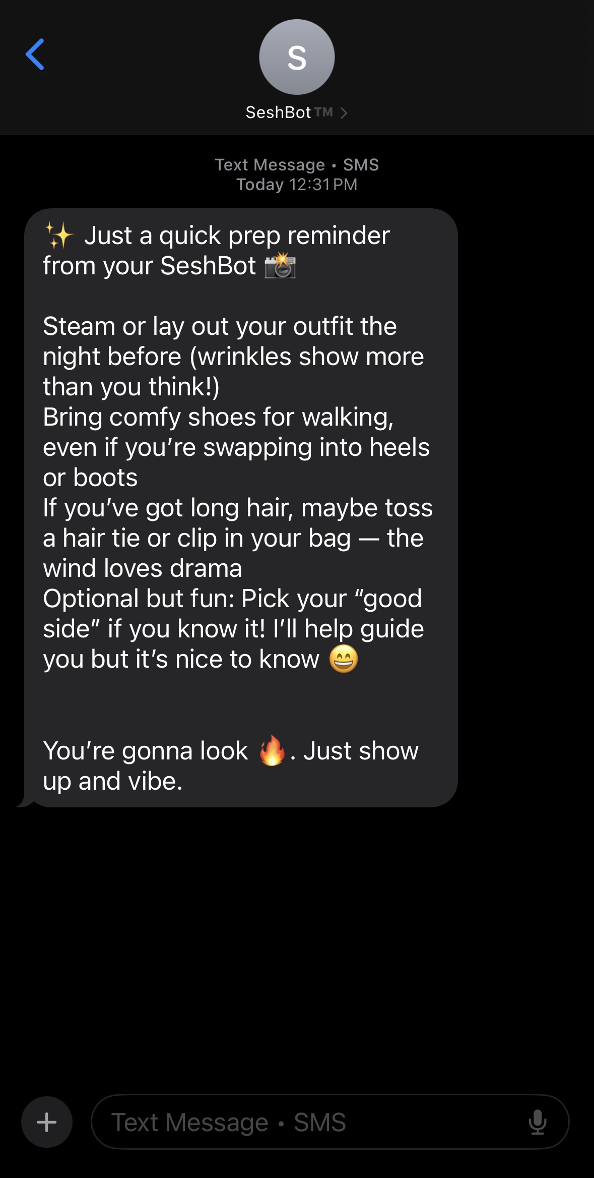 Outfit guidance text